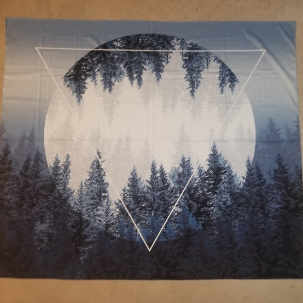 Geometric Winter Forest Tapestry